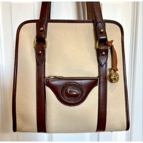 DOONEY & BOURKE - Vintage All Weather Leather (AWL) Shoulder Bag/Cream & Brown - Picture 1 of 16